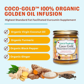 Coco-Gold (7.5oz) - USDA Certified Organic Coconut Oil infused with Organic Turmeric and Organic Ginger